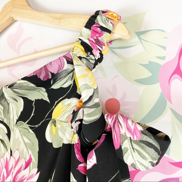 TOPSHOP Tropical Floral Off Shoulder Tie Blouse 6 - Picture 5 of 9